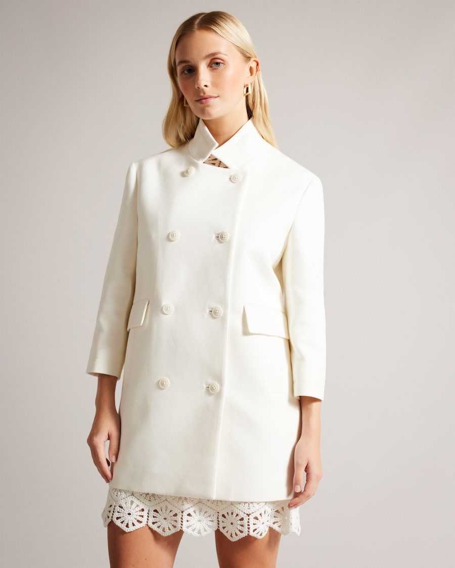 Ted Baker Maisunn Double Breasted Hip Length Peacoat Natural | 48316-QEAS