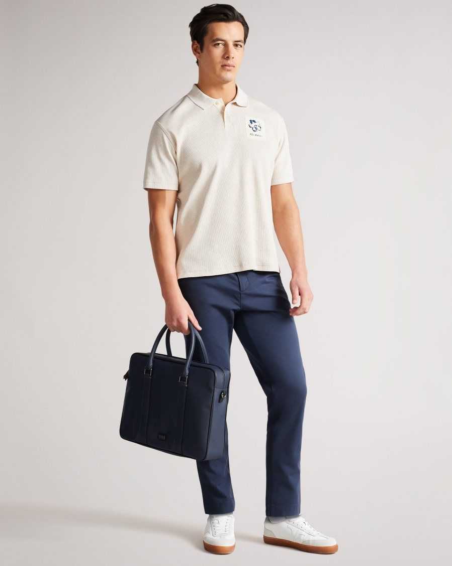 Ted Baker Marden Short Sleeve Ribbed Polo Shirt Natural | 10856-QHTI