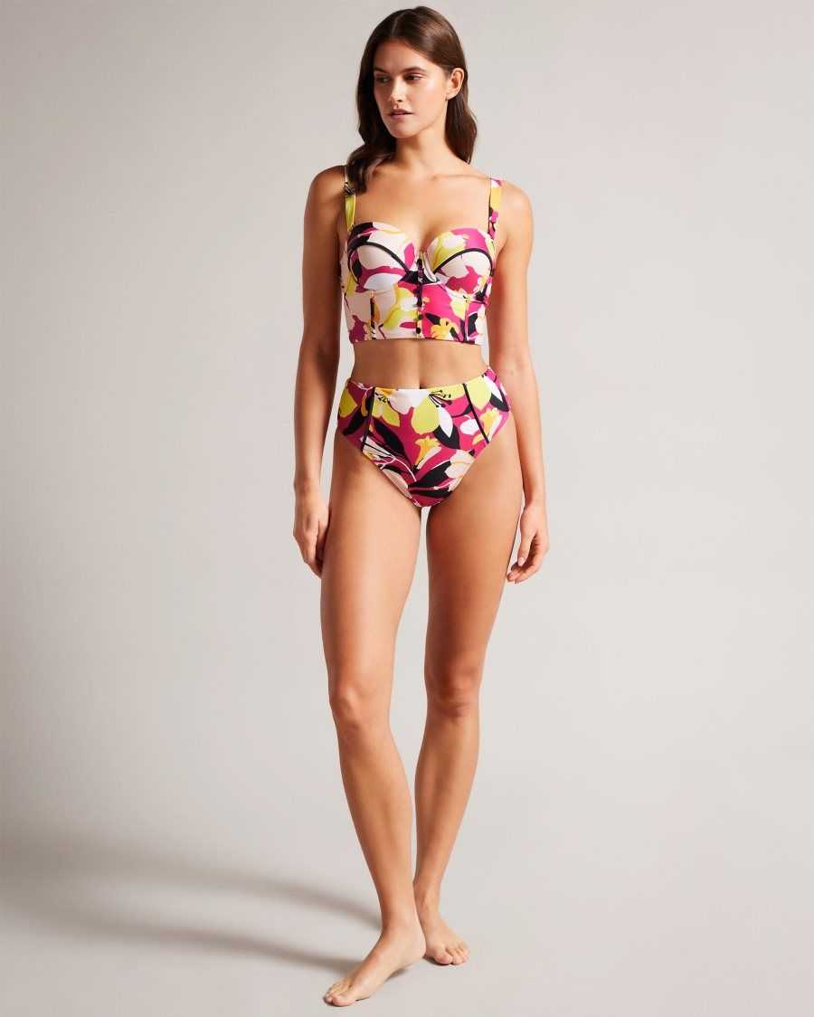 Ted Baker Margieh Longline Abstract Cupped Bikini Top Light Nude | 54301-KDQN