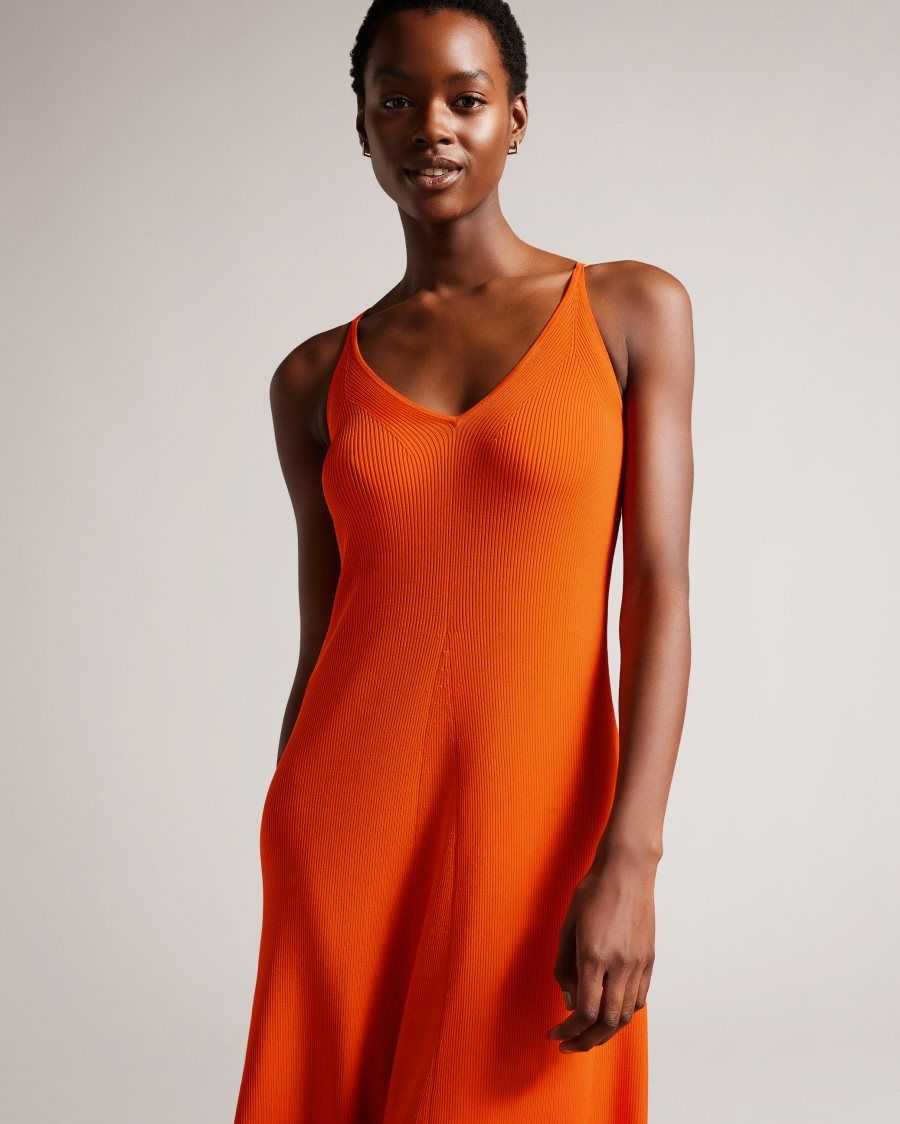 Ted Baker Marrlyy Rib Knit Maxi Dress Bright Orange | 20357-YBPH