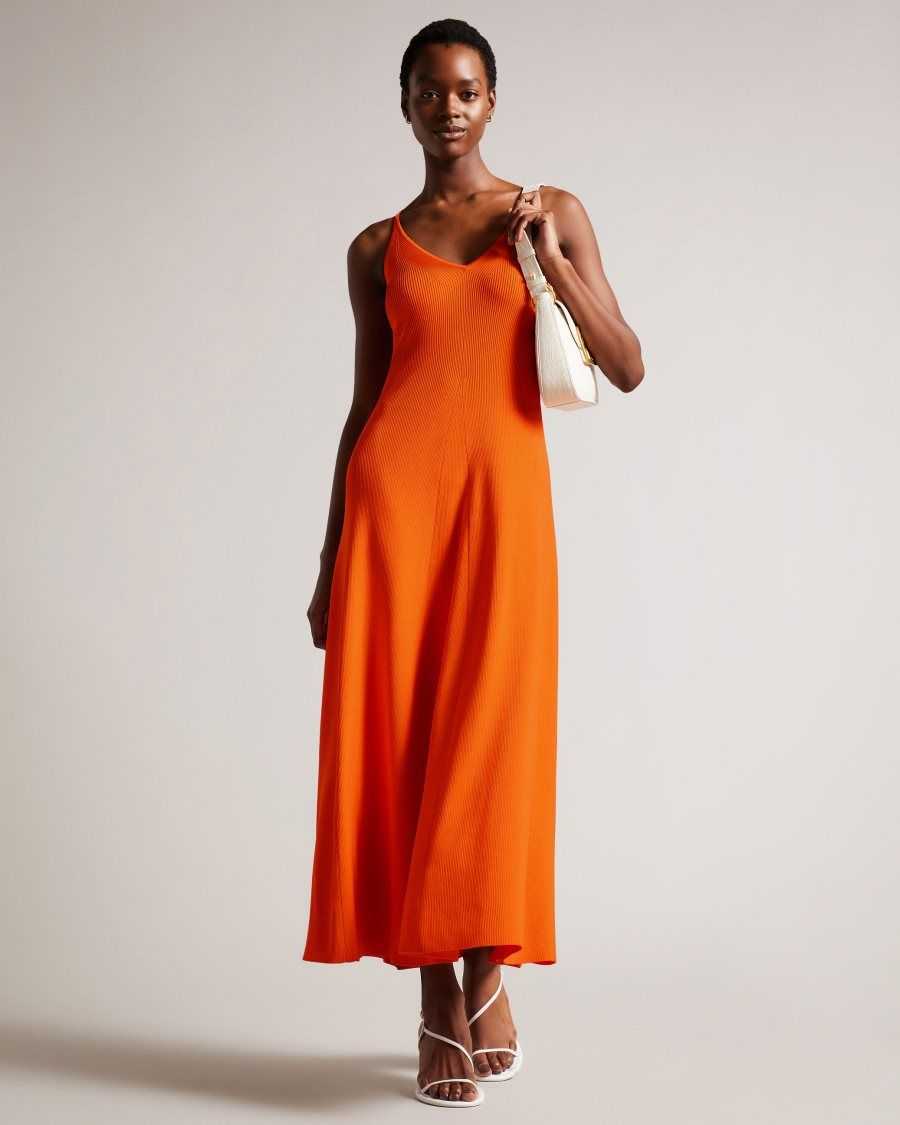 Ted Baker Marrlyy Rib Knit Maxi Dress Bright Orange | 20357-YBPH