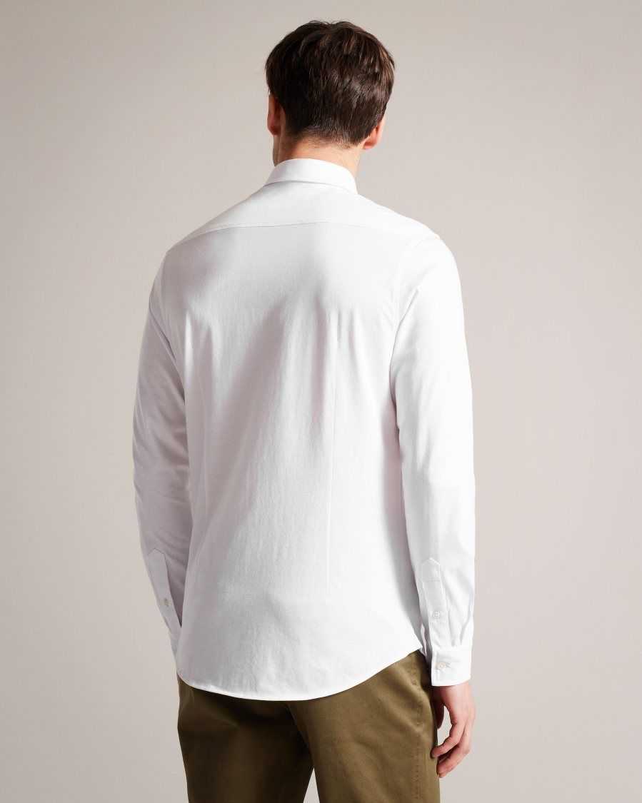 Ted Baker Marros Long Sleeve Lustrous Jersey Shirt White | 29418-JGYO