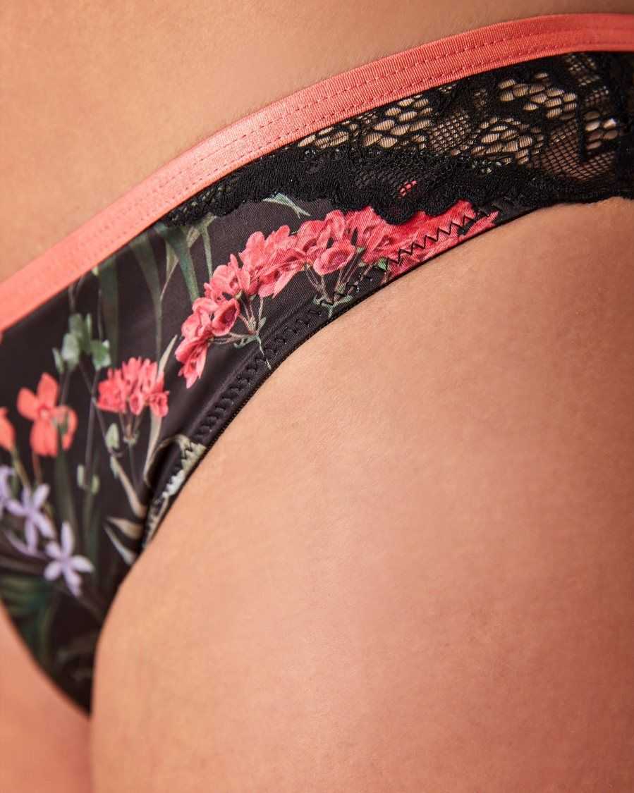 Ted Baker Masada Floral Print Brazilian Brief Black | 42137-GBJP