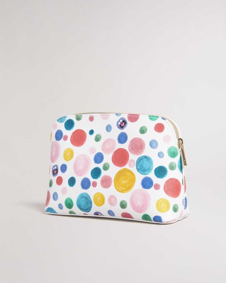 Ted Baker Matila Flirty Texture Monster Spot Makeup Bag White | 93147-JKSV