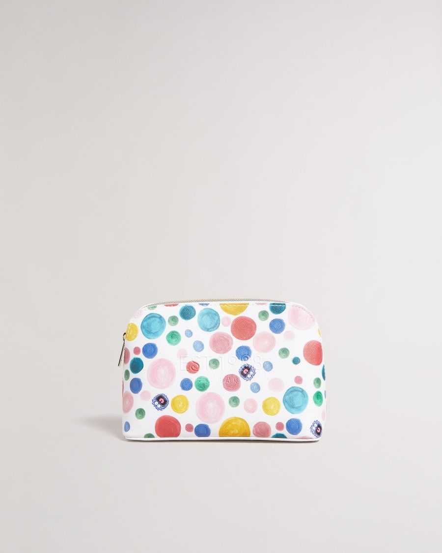 Ted Baker Matila Flirty Texture Monster Spot Makeup Bag White | 93147-JKSV