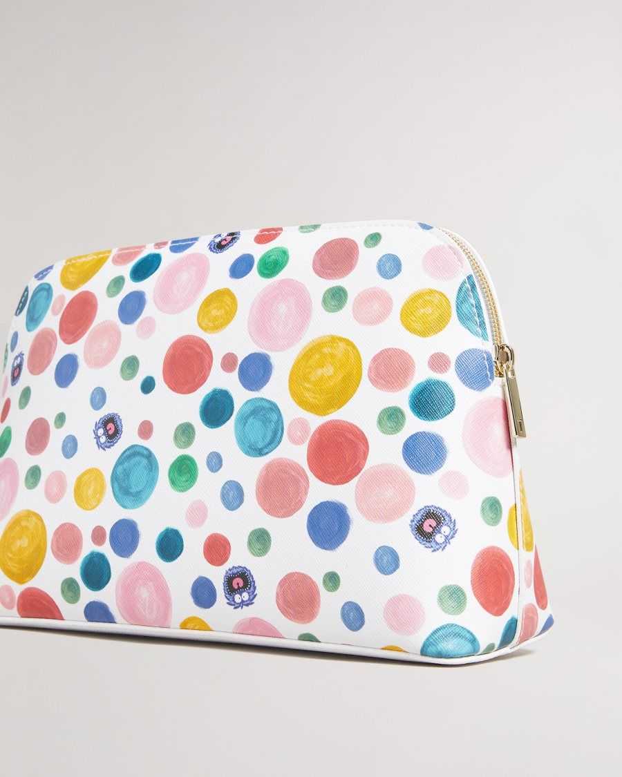 Ted Baker Matilly Flirty Texture Monster Spot Washbag White | 12953-RQVO