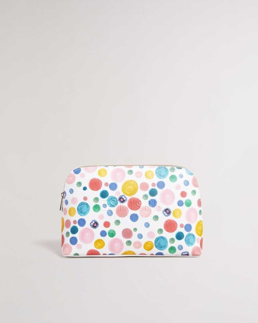 Ted Baker Matilly Flirty Texture Monster Spot Washbag White | 12953-RQVO