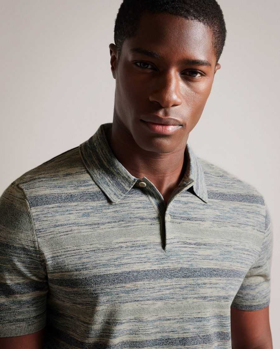 Ted Baker Mauda Short Sleeve Knitted Polo Shirt Stone | 16309-GDBW