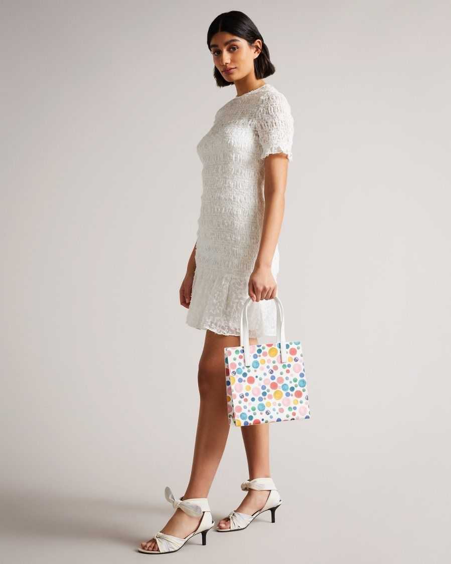 Ted Baker Maxicon Flirty Texture Monster Spot Small Icon White | 42360-LAQR