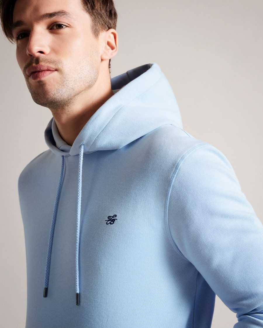 Ted Baker Mayall Regular Fit Monogram Hoodie Pale Blue | 68321-FXWS