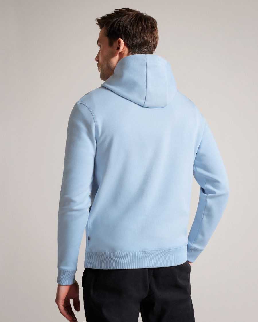 Ted Baker Mayall Regular Fit Monogram Hoodie Pale Blue | 68321-FXWS