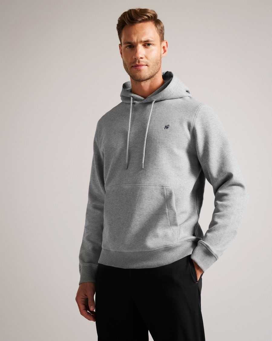 Ted Baker Mayall Regular Fit Monogram Hoodie Grey-Marl | 14239-UZLC