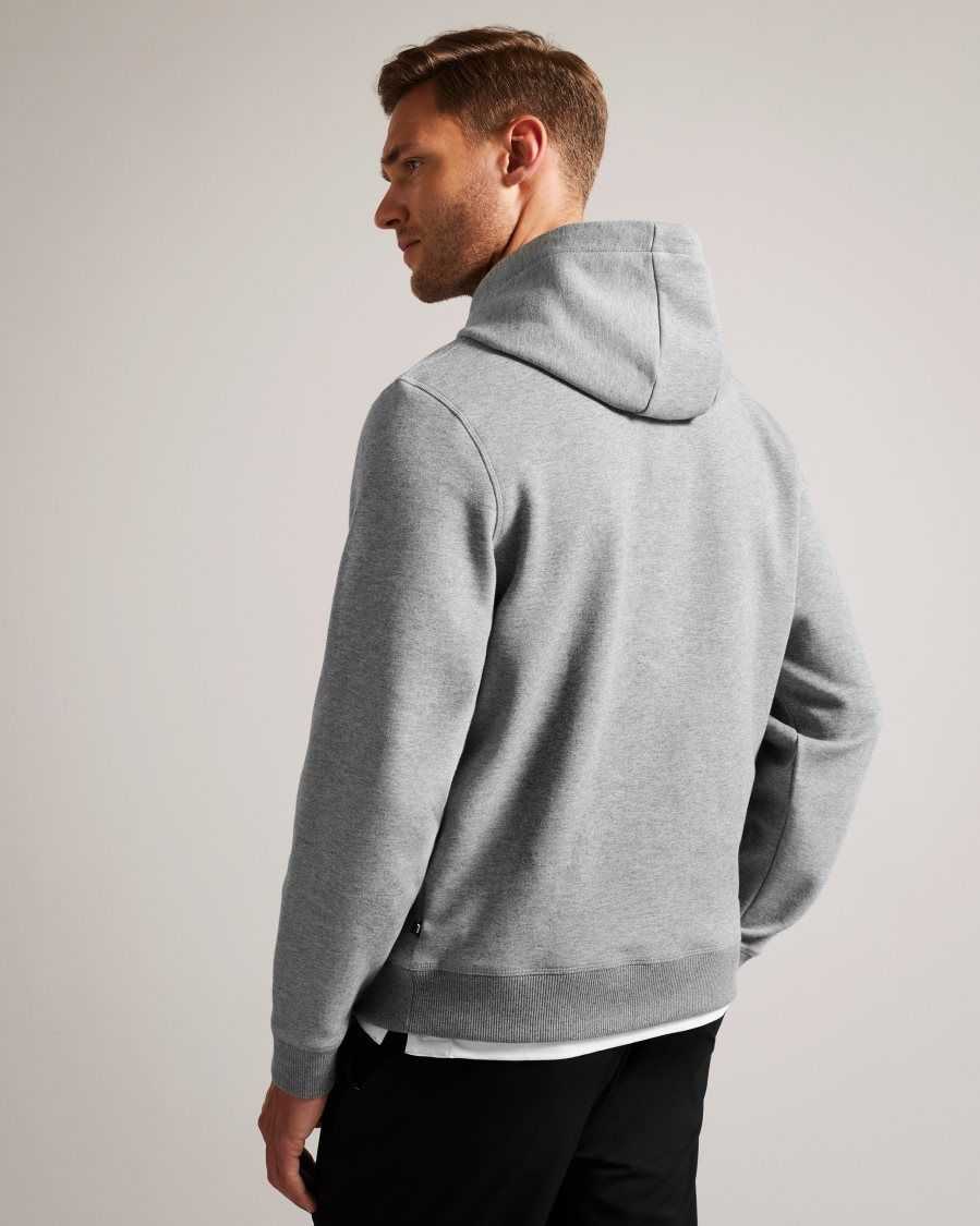 Ted Baker Mayall Regular Fit Monogram Hoodie Grey-Marl | 14239-UZLC