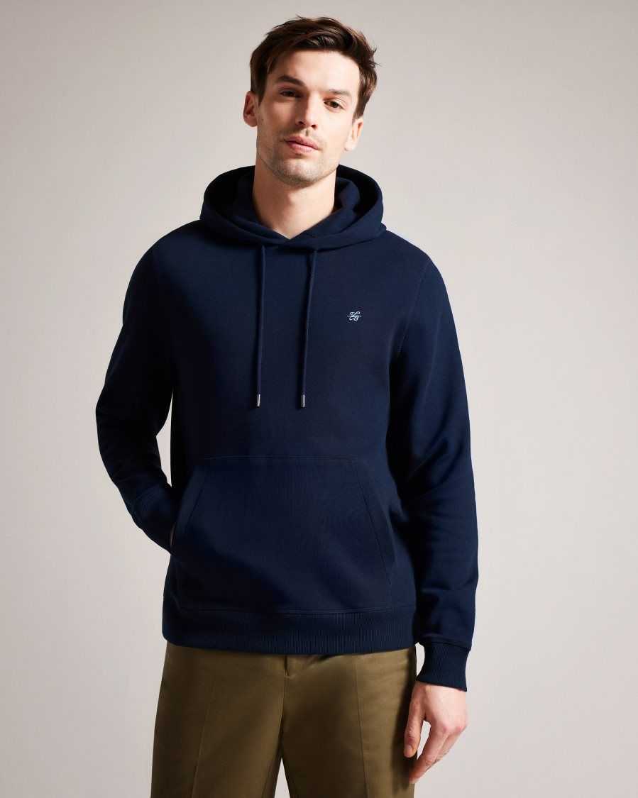 Ted Baker Mayall Regular Fit Monogram Hoodie Navy | 98063-OIAJ