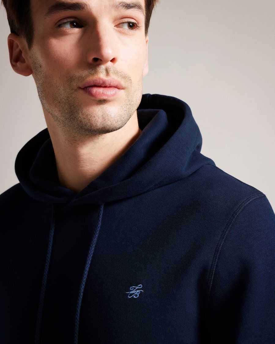 Ted Baker Mayall Regular Fit Monogram Hoodie Navy | 98063-OIAJ