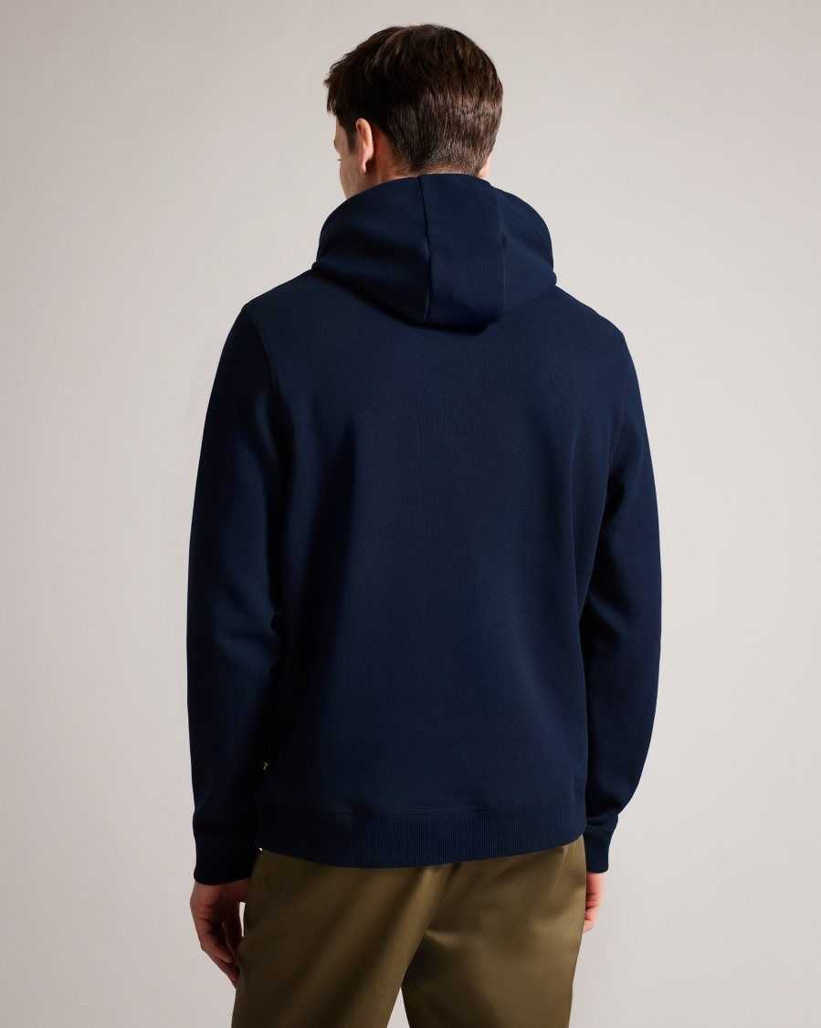 Ted Baker Mayall Regular Fit Monogram Hoodie Navy | 98063-OIAJ