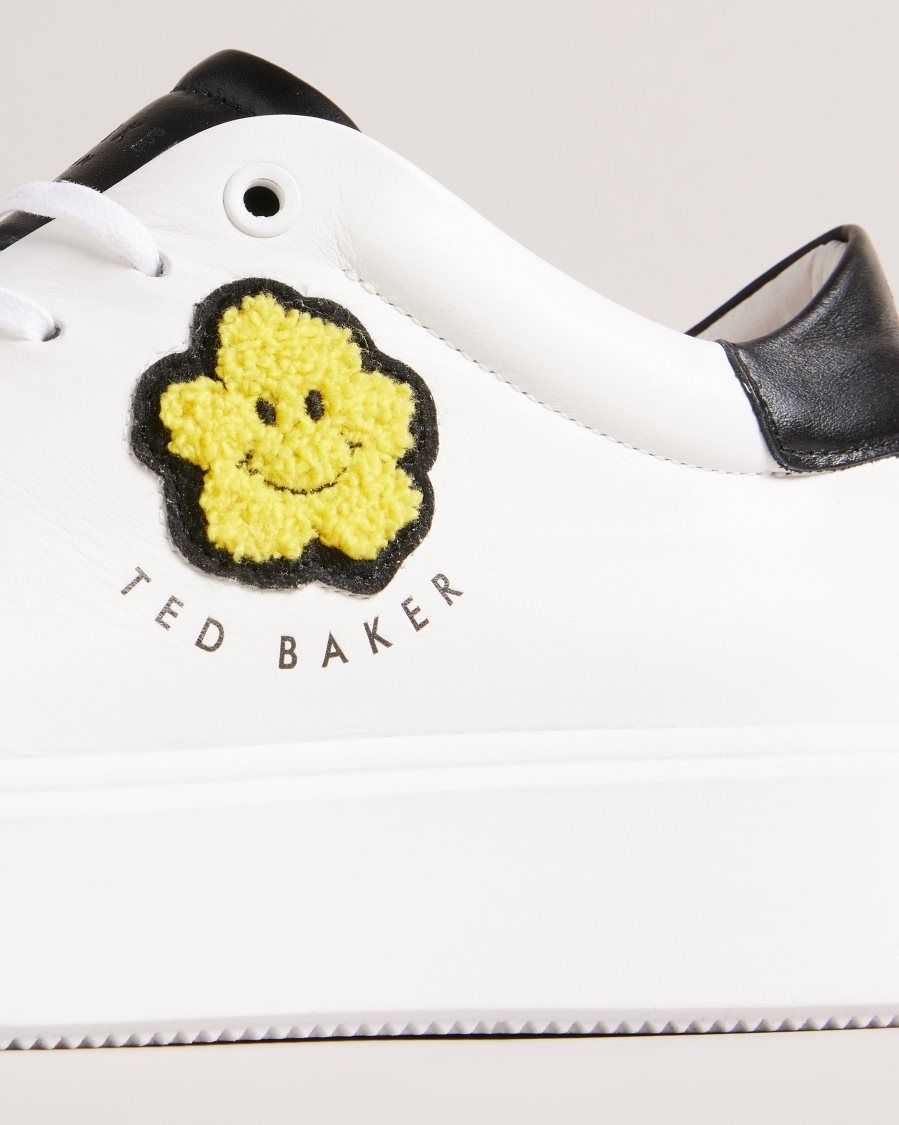 Ted Baker Maymay Magnolia Flower Platform Trainers White | 10672-ONJI