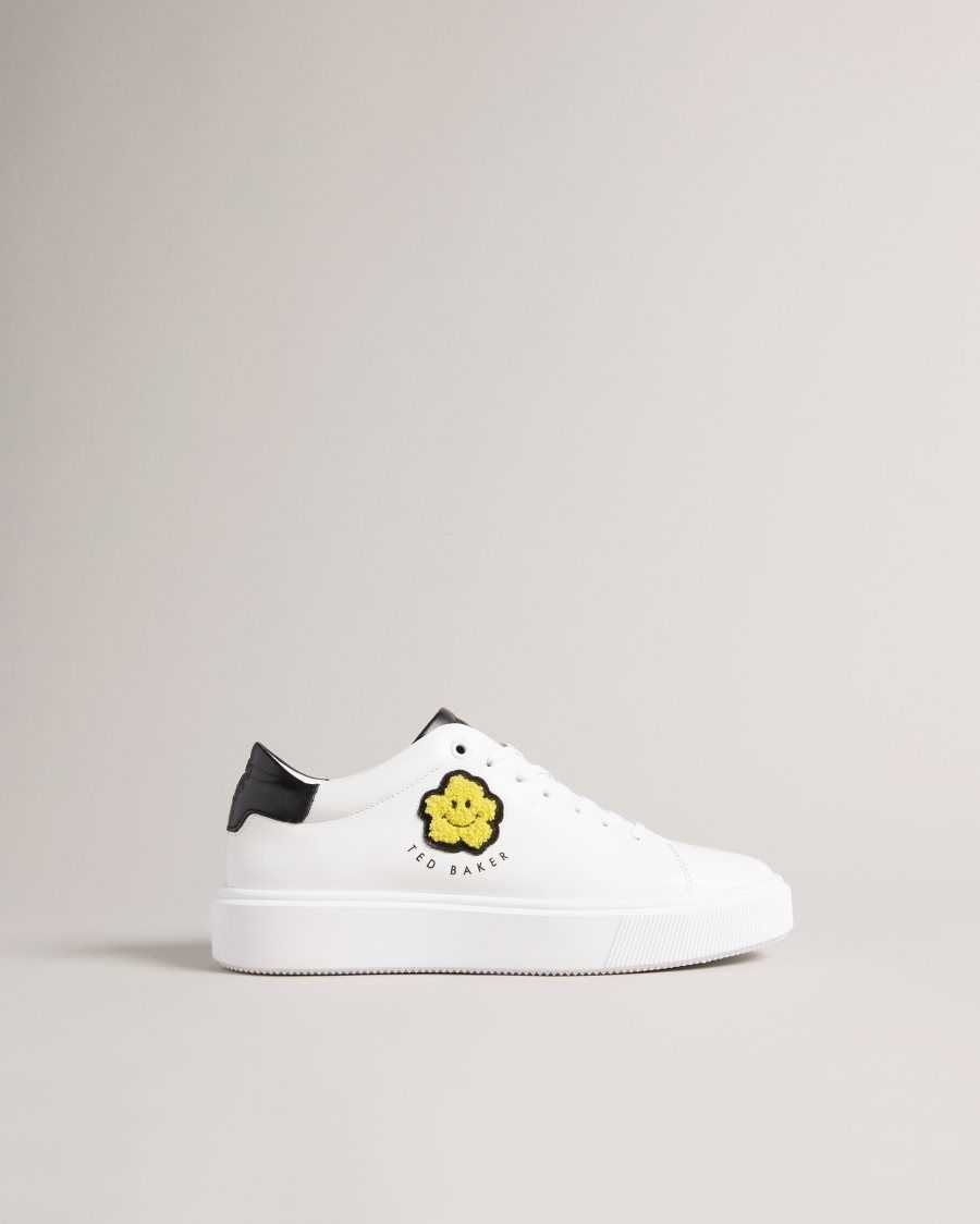 Ted Baker Maymay Magnolia Flower Platform Trainers White | 39248-XWMS