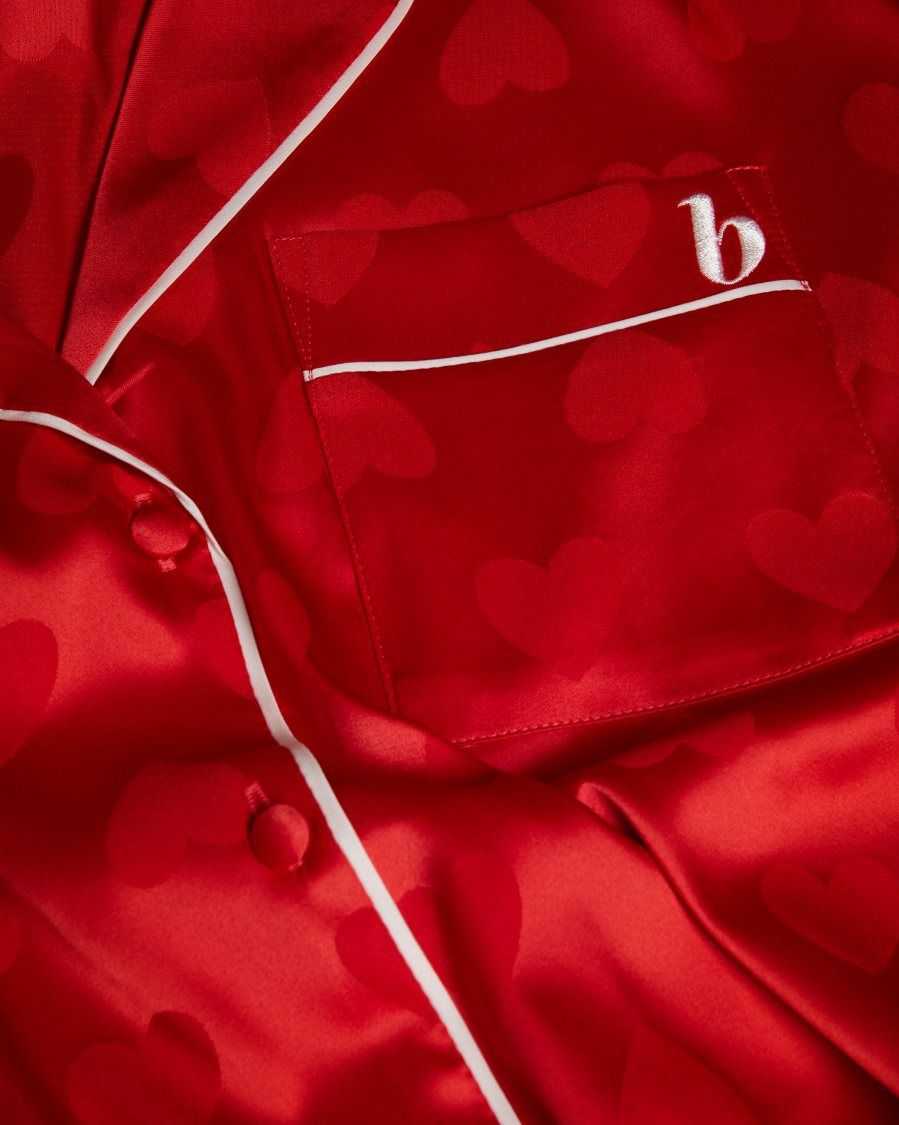 Ted Baker Meggs Satin Heart Long Sleeved Pyjama Set Red | 84106-HFQG