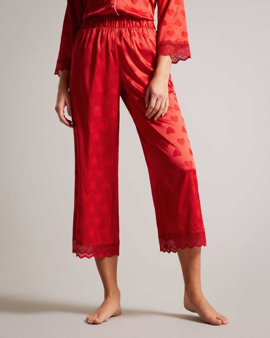 Ted Baker Meggs Satin Heart Long Sleeved Pyjama Set Red | 84106-HFQG