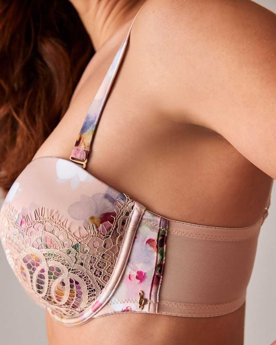 Ted Baker Meiwei Watercolour Floral Balcony Bra Pale Pink | 08456-RBVA