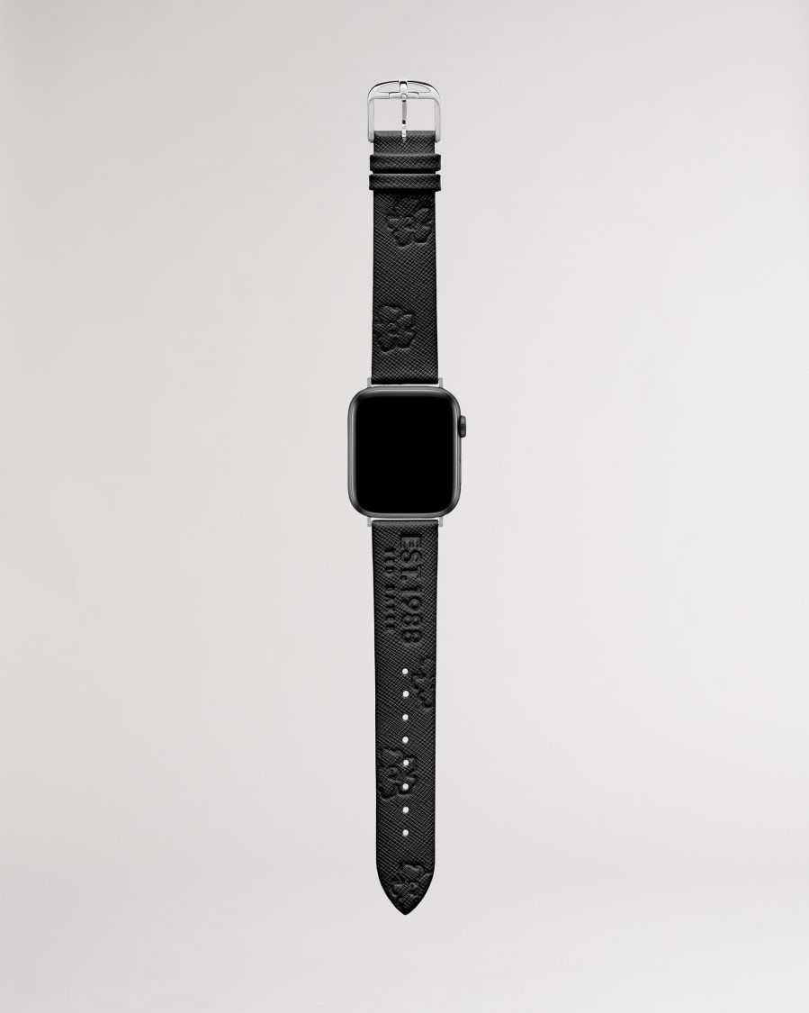 Ted Baker Melanib Leather Magnolia Apple Watch Strap Black | 97451-UDIF