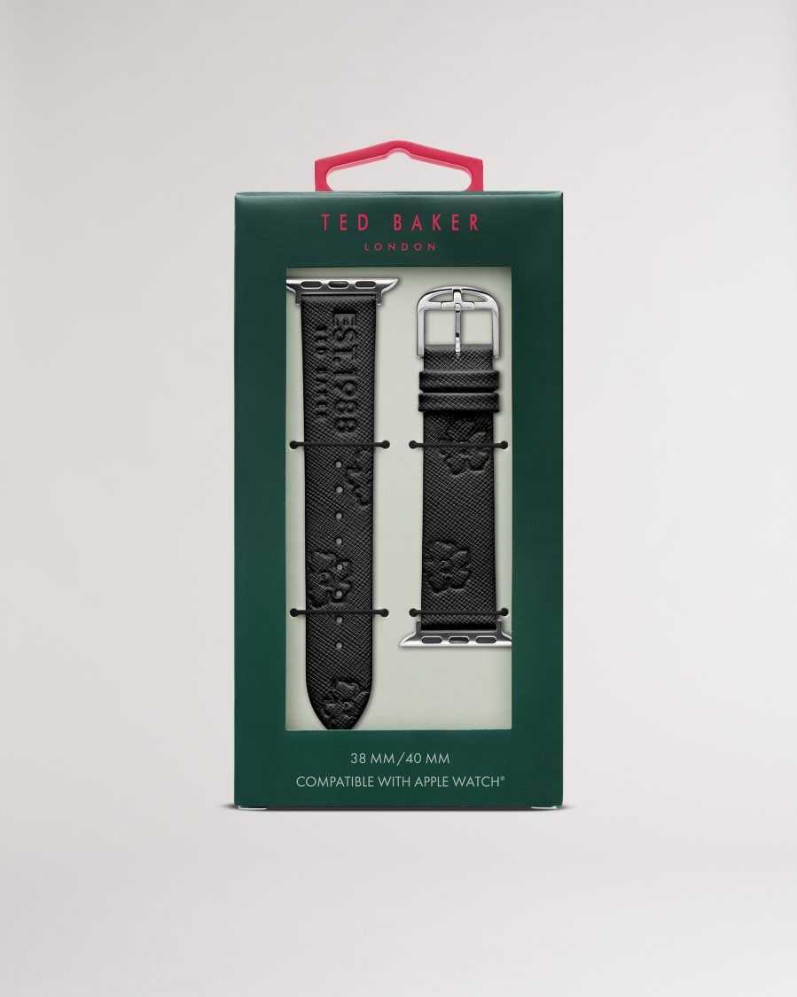 Ted Baker Melanib Leather Magnolia Apple Watch Strap Black | 97451-UDIF