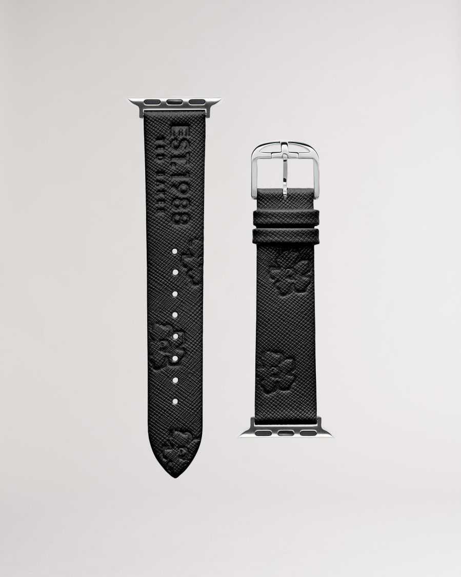 Ted Baker Melanib Leather Magnolia Apple Watch Strap Black | 97451-UDIF