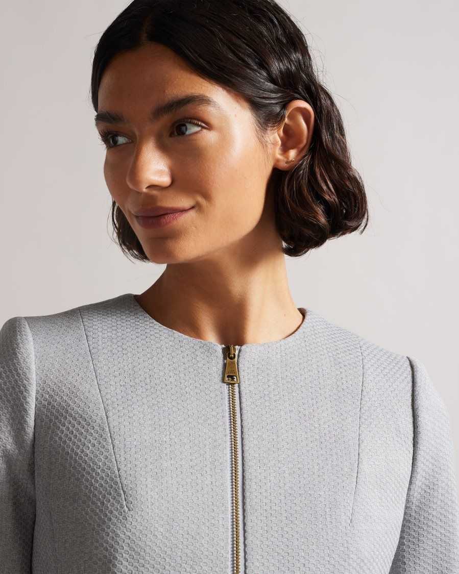 Ted Baker Michah Cropped Textured Jacket Light Grey | 95468-FYWX