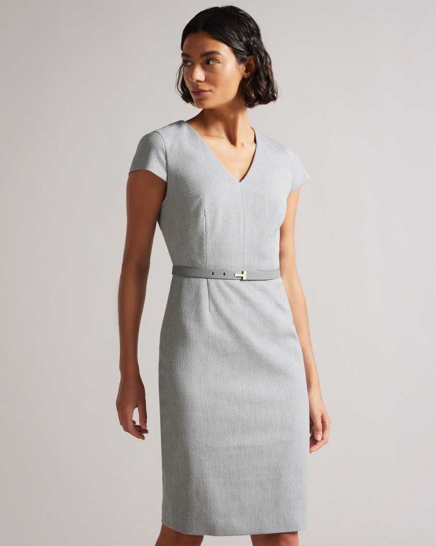 Ted Baker Michahd Pencil dress Light Grey | 93546-VQZS