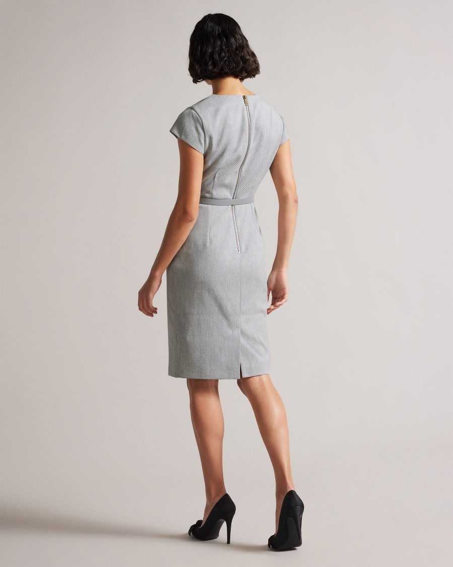 Ted Baker Michahd Pencil dress Light Grey | 93546-VQZS