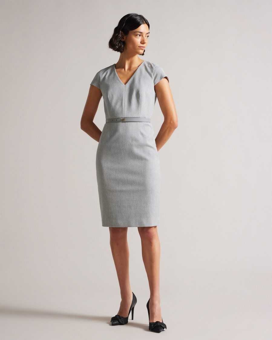 Ted Baker Michahd Pencil dress Light Grey | 93546-VQZS