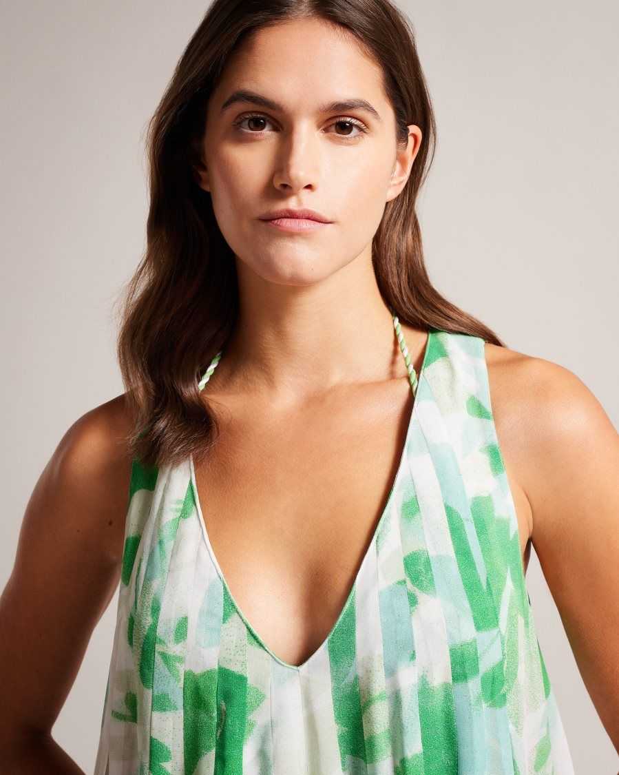 Ted Baker Milasan Abstract Print Maxi Cover Up Green | 14830-LZEV