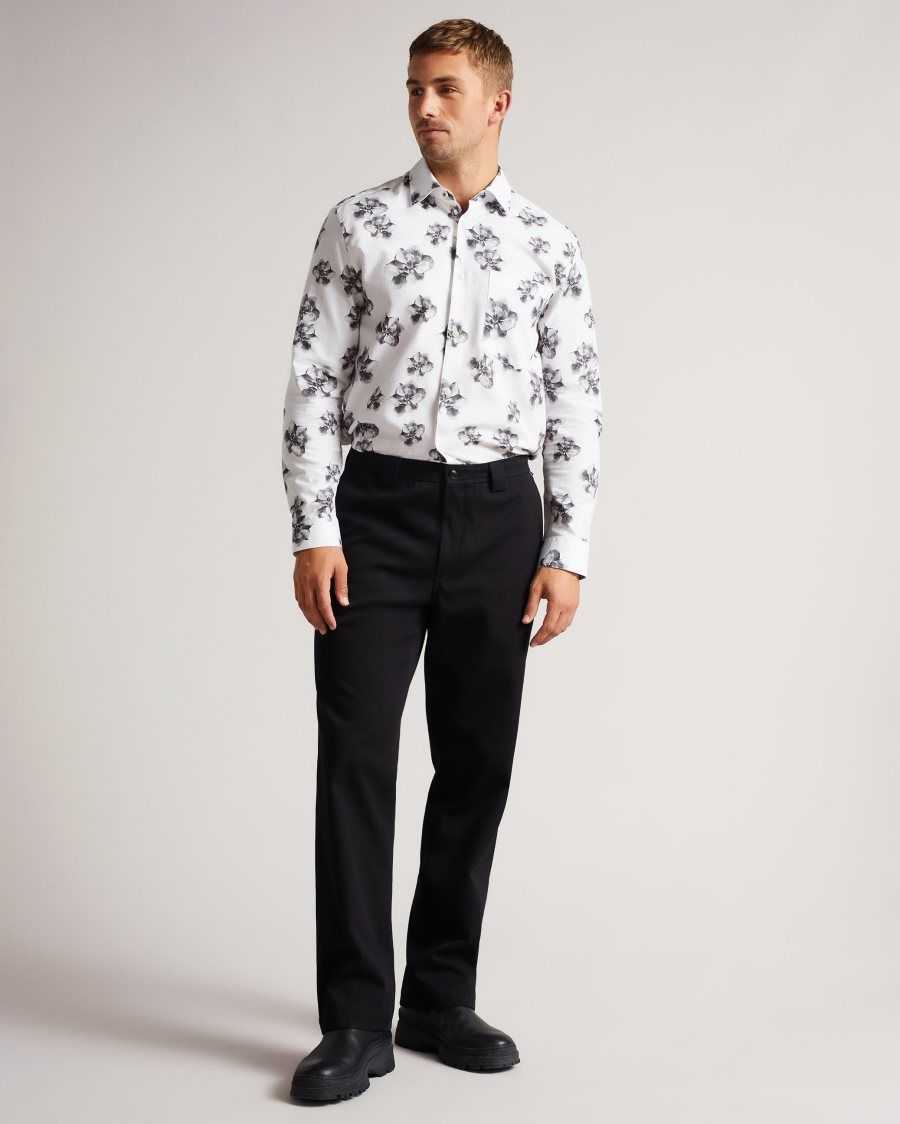 Ted Baker Milhill LS Photographic Magnolia Print Shirt White | 63284-QTUB