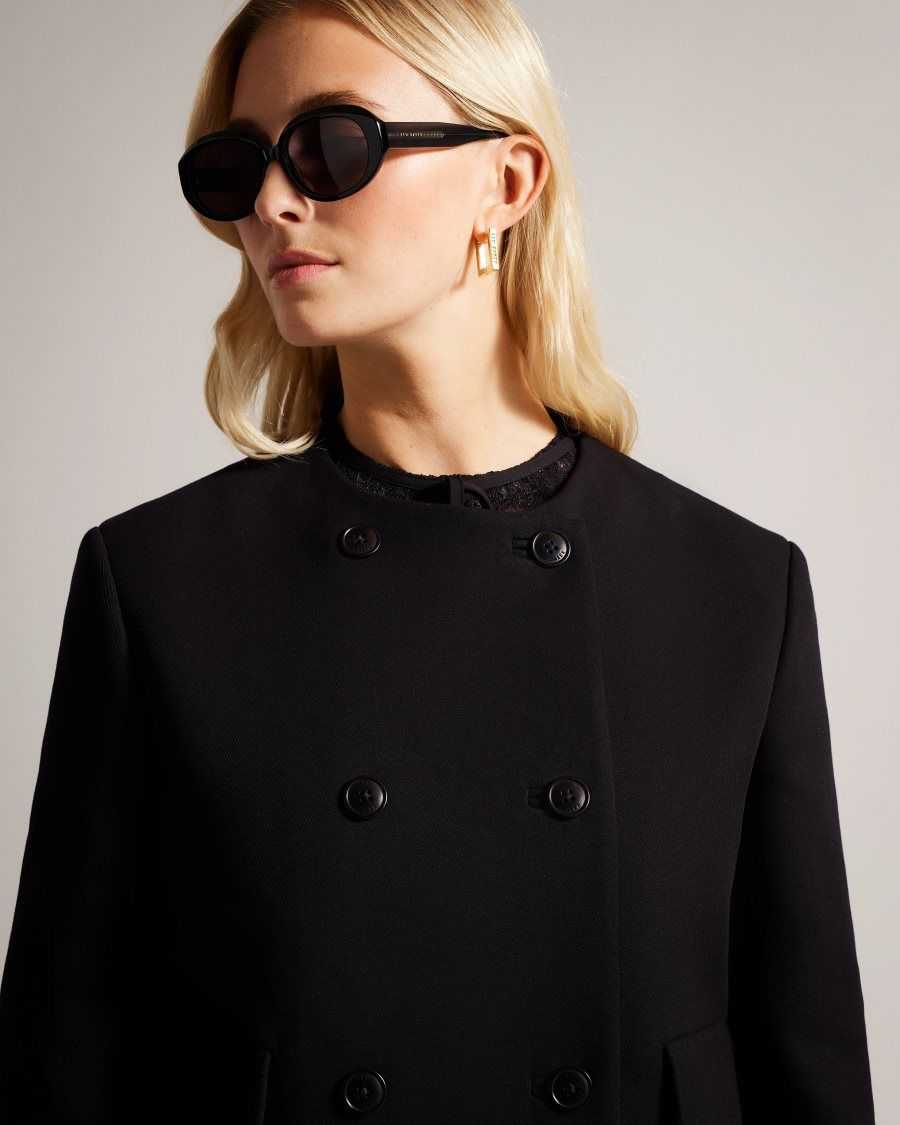 Ted Baker Molleia Double Breasted Cropped Coat Black | 76832-MSKD