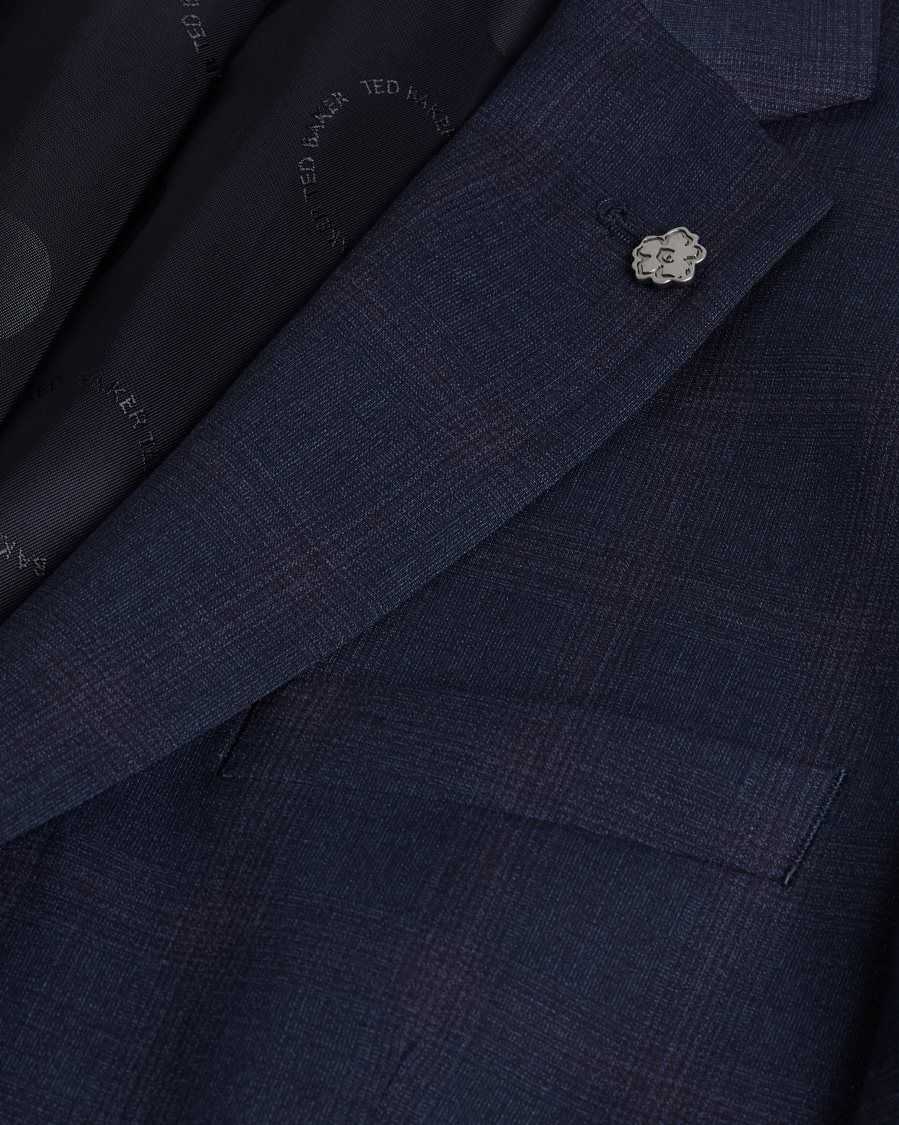 Ted Baker Morfajr Wool Blend Check Suit Jacket Navy | 13568-SLVR