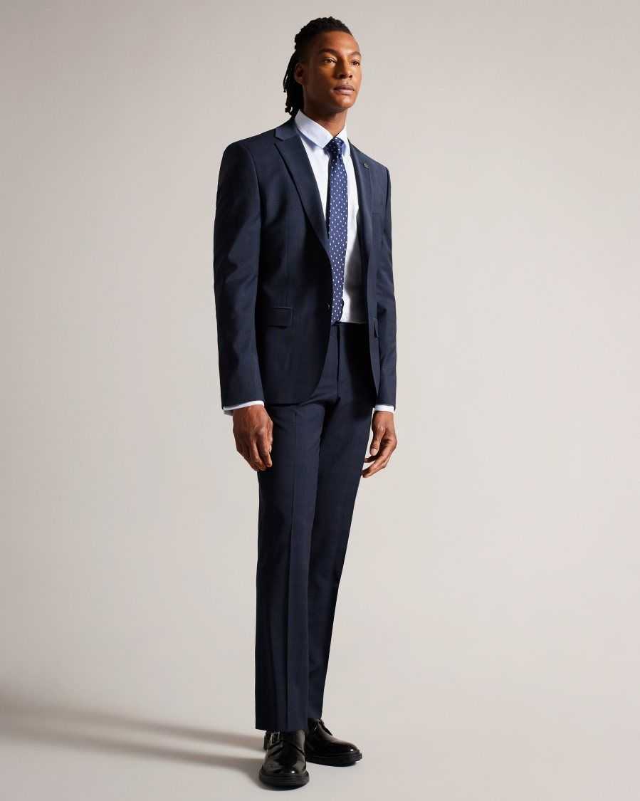 Ted Baker Morfajr Wool Blend Check Suit Jacket Navy | 13568-SLVR