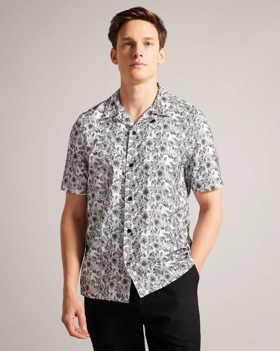 Ted Baker Mulben Short Sleeve Embroidered Shirt White | 01987-HCBX