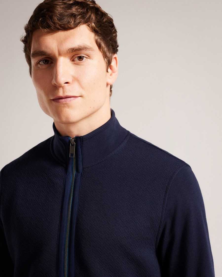 Ted Baker Multy Textured Zip Through Jacket Navy | 61324-USHB