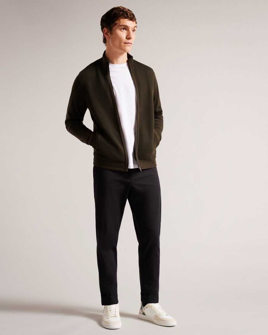 Ted Baker Multy Textured Zip Through Jacket Dark Green | 21865-CGVL