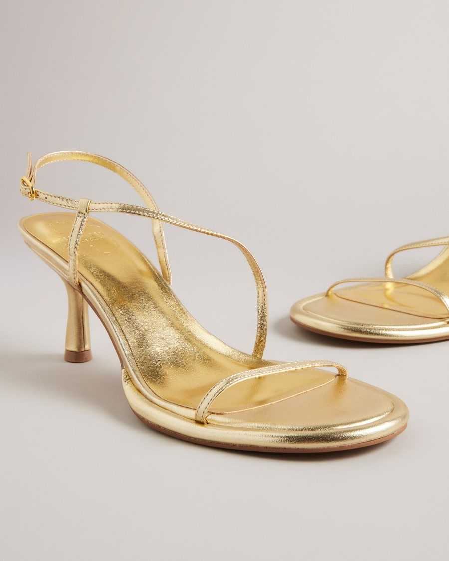 Ted Baker Myloh Metallic Kitten Heel Sandals Gold | 38479-HFOG