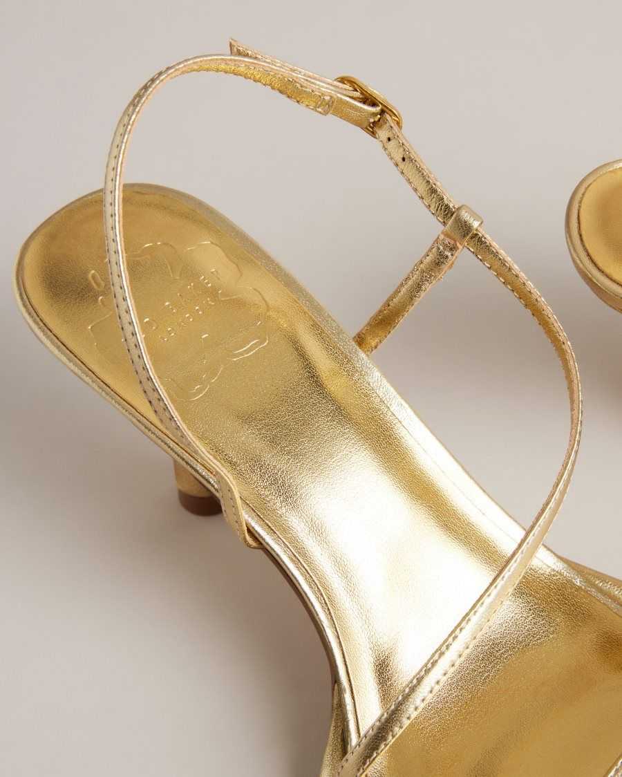 Ted Baker Myloh Metallic Kitten Heel Sandals Gold | 38479-HFOG