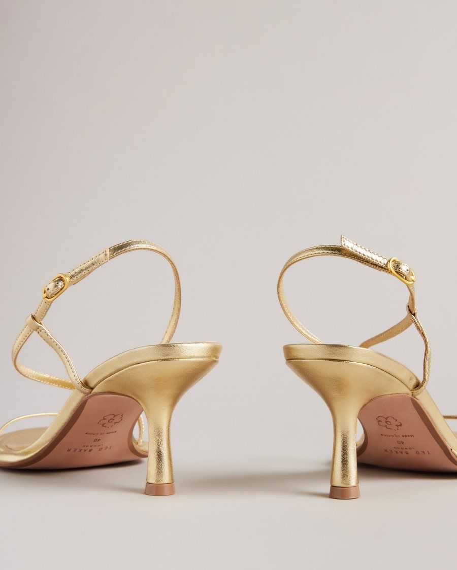 Ted Baker Myloh Metallic Kitten Heel Sandals Gold | 38479-HFOG