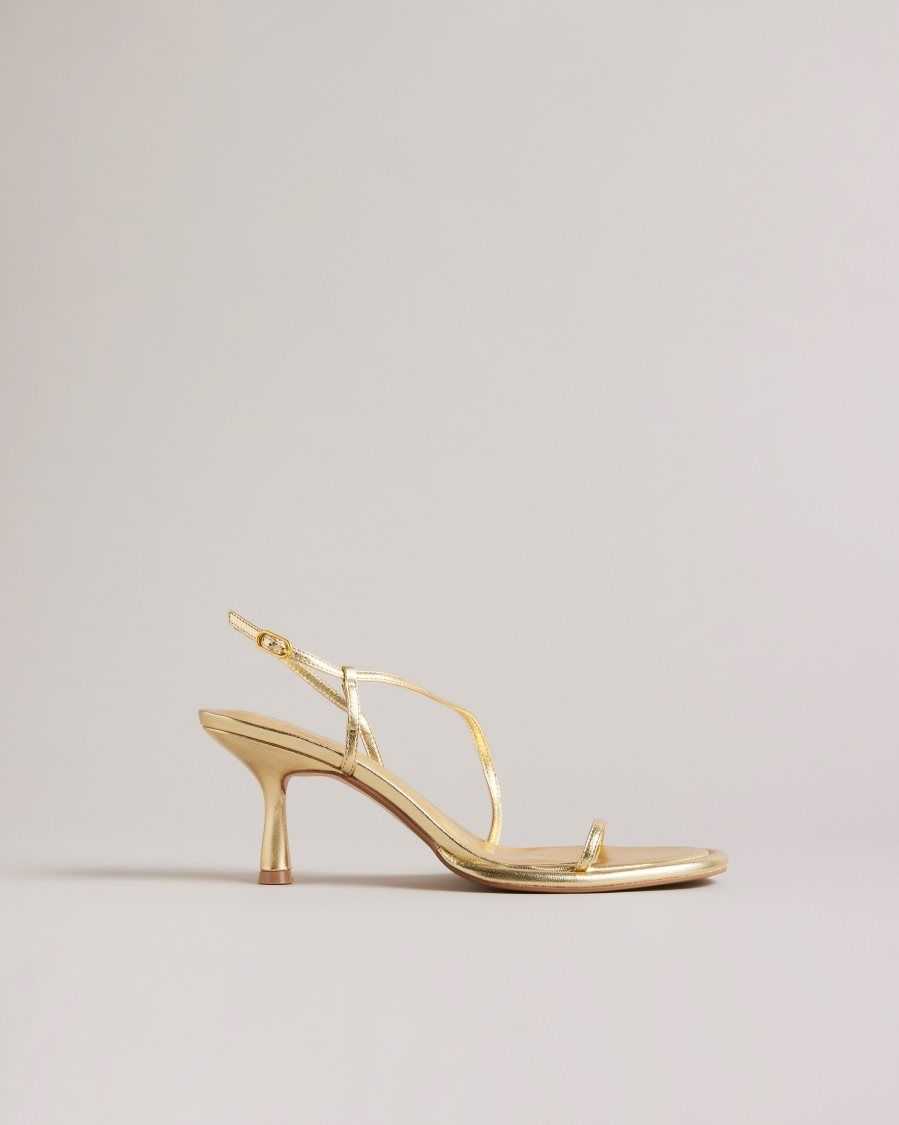 Ted Baker Myloh Metallic Kitten Heel Sandals Gold | 38479-HFOG