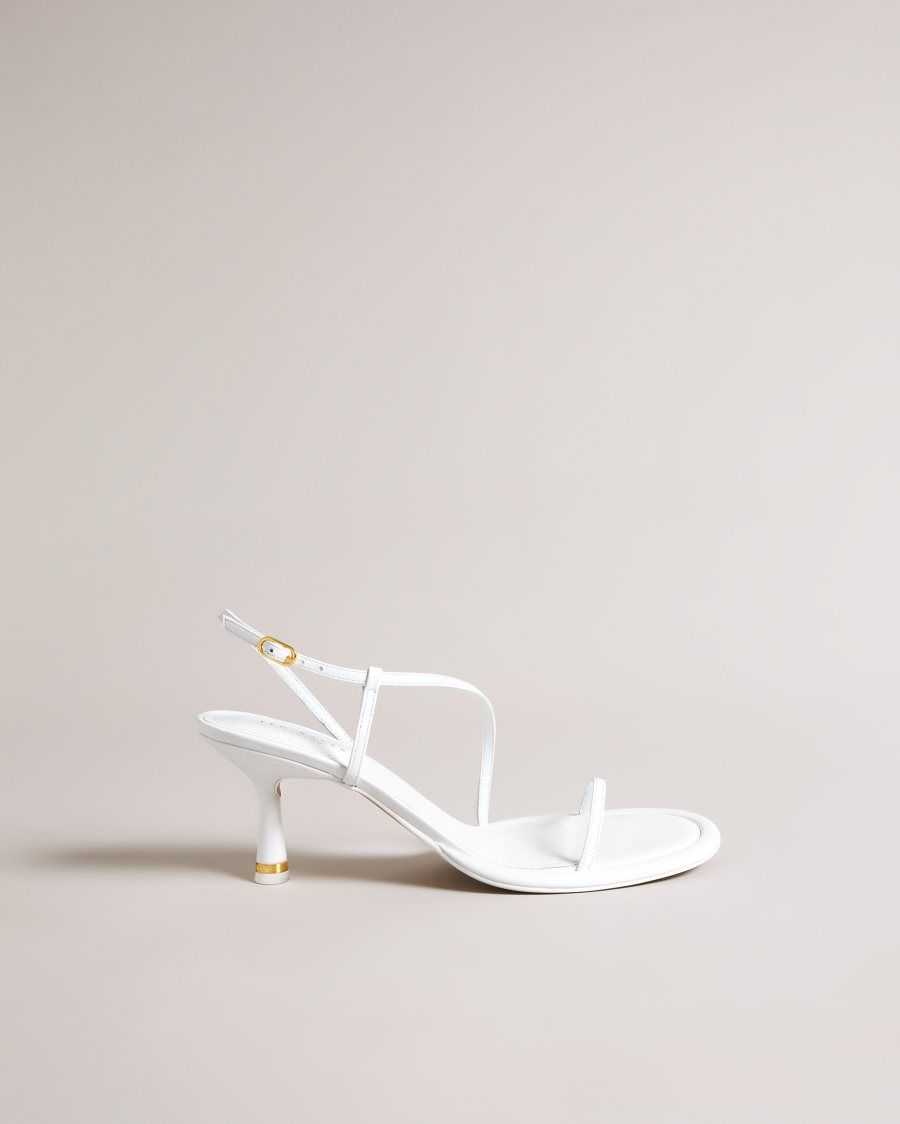 Ted Baker Myloh Metallic Kitten Heel Sandals White | 37185-ZHAD