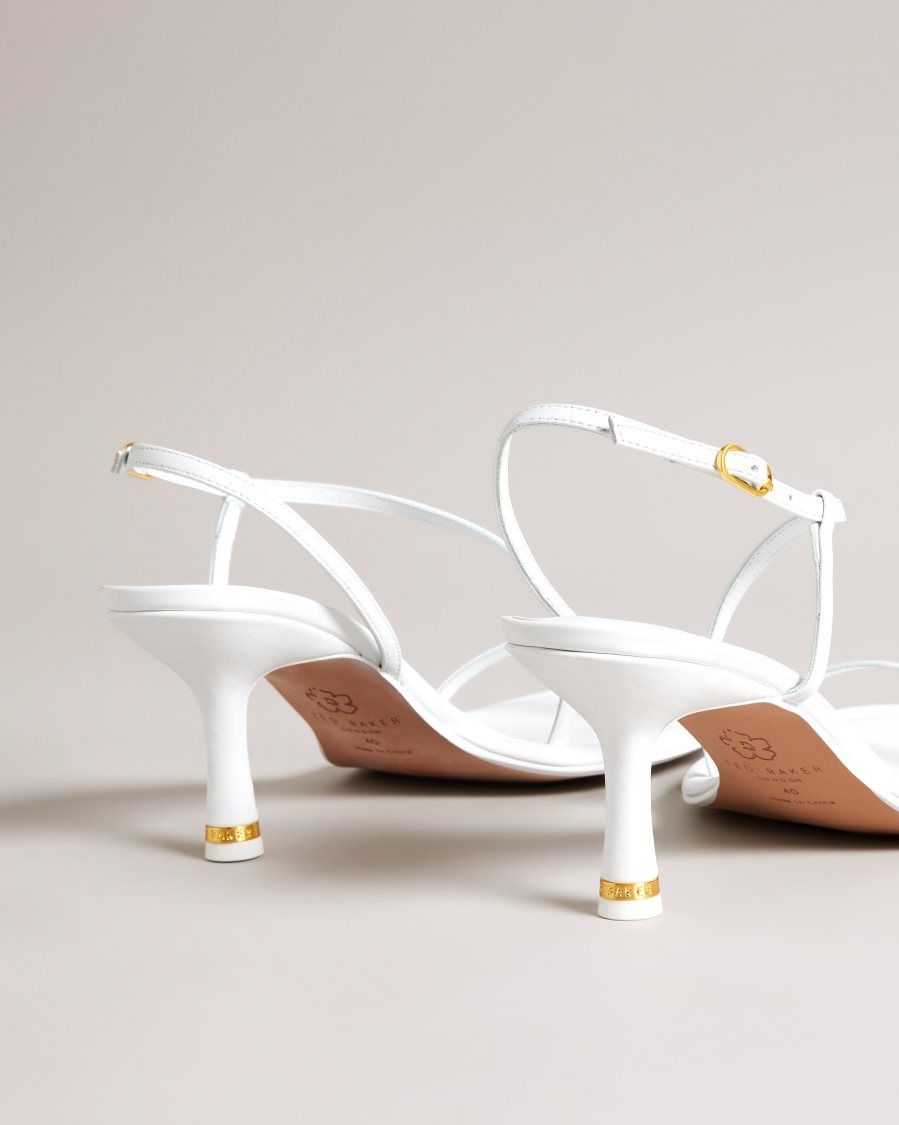 Ted Baker Myloh Metallic Kitten Heel Sandals White | 72198-GJWF