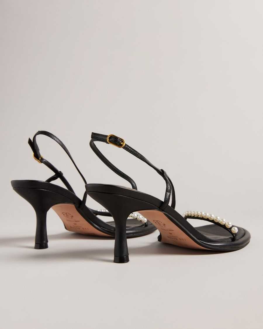 Ted Baker Mypearl Pearl Kitten Heel Sandals Black | 96538-OBAC