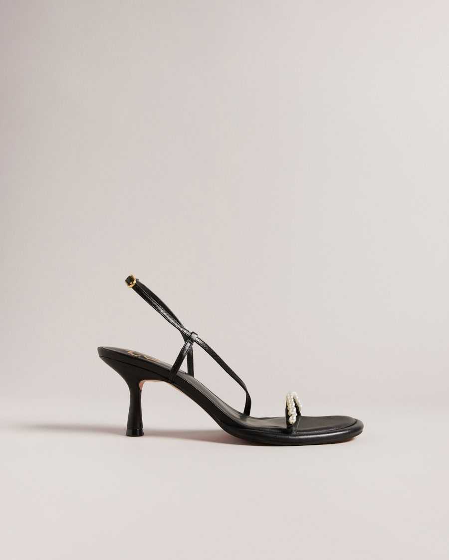 Ted Baker Mypearl Pearl Kitten Heel Sandals Black | 51362-KGHE