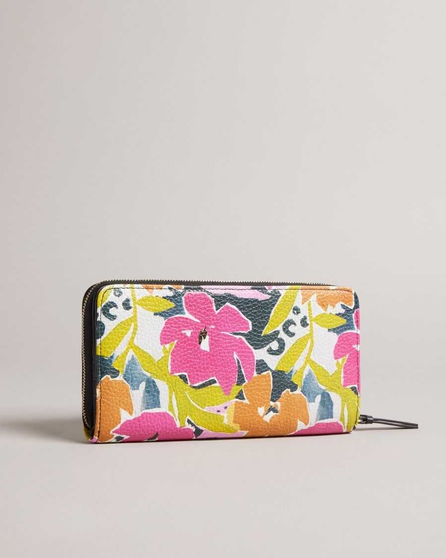 Ted Baker Nasi Magnolia Print Large Zip Purse Pink | 80629-BNXF