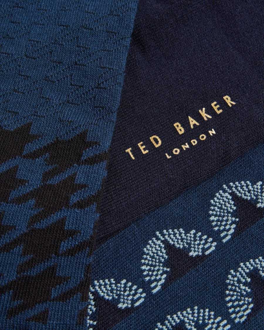 Ted Baker Navypak Three Pack of Socks Assorted | 23758-EOBK